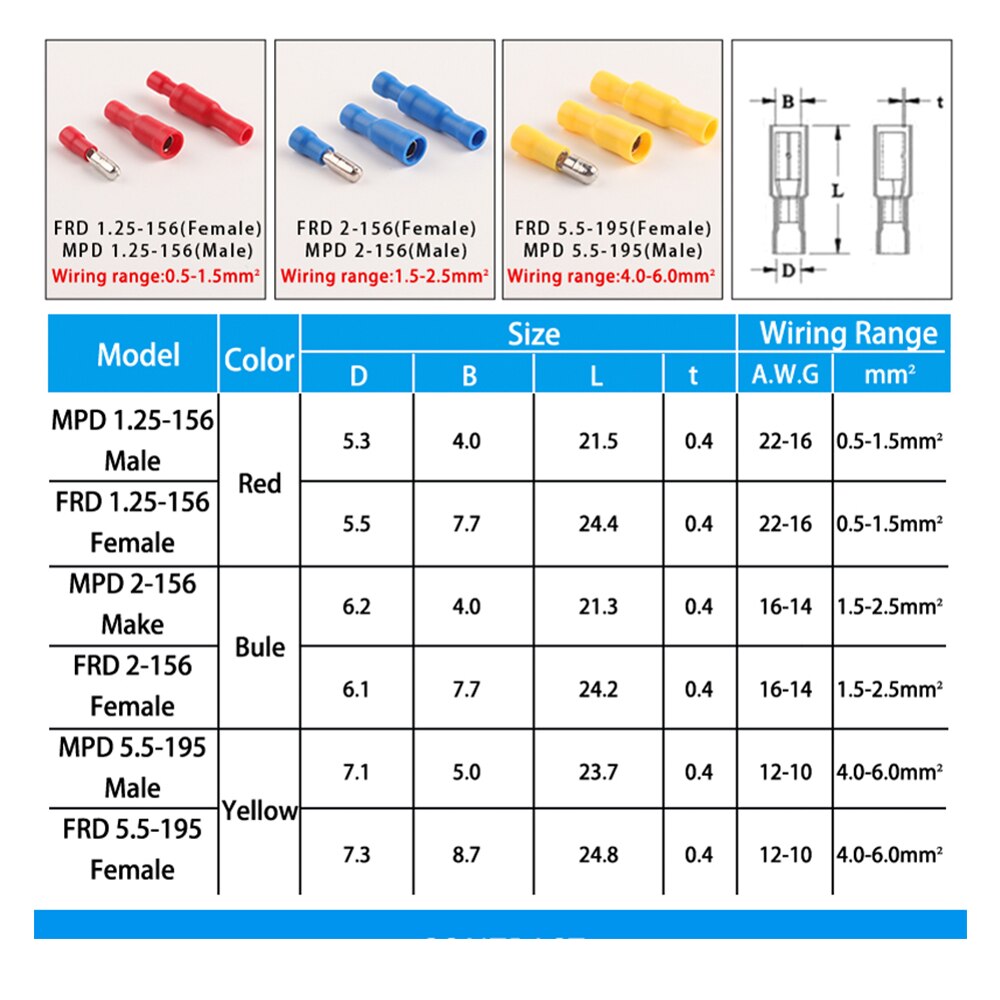 MPD FRD PVC Bullet Shaped Female Male Insulating Joint Wire Connector